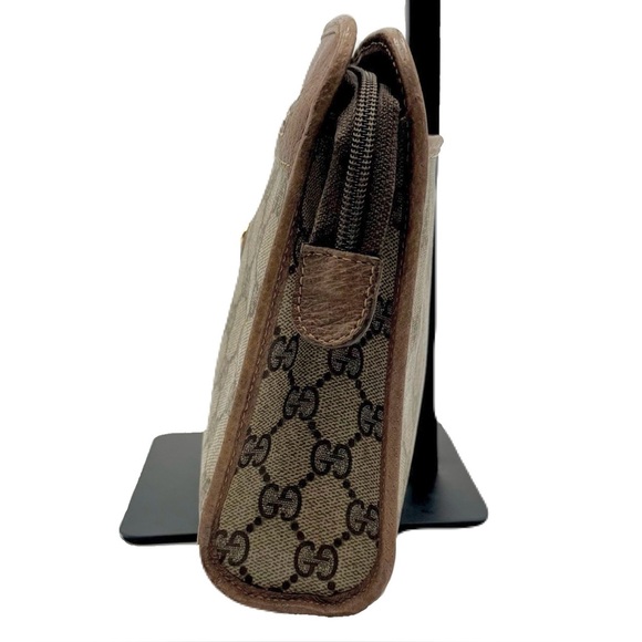 GUCCI GG Supreme Clutch Bag Purse Beige Brown Monogram Gold Hardware - Picture 4 of 15
